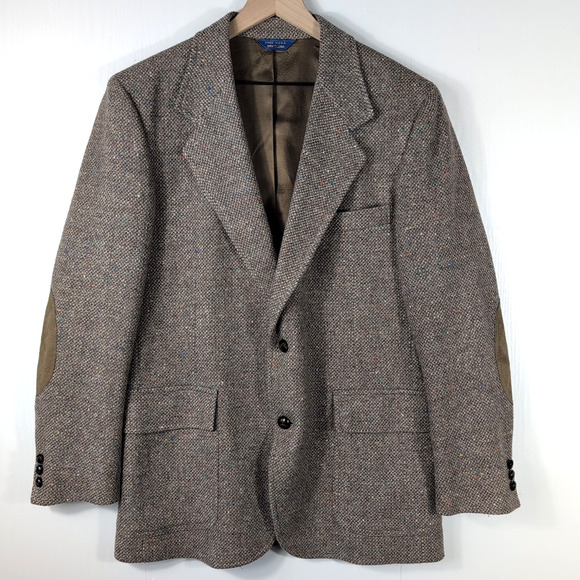 Pendleton Men’s Wool Blazer Sport Coat Size 40 Brown Tweed Elbow Patch Jacket - Picture 1 of 15